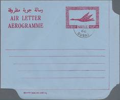 Dubai: 1964/73 13 Unused And CTO-used Aerograms, Incl. Revaluation, Overprint Resp. Color Change (Pa - Dubai