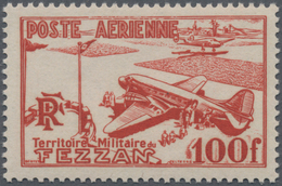 Fezzan: 1948, Airmail Stamp 100fr. Red ‚airport‘ In A Lot With 100 Single Stamps, Mint Never Hinged - Storia Postale