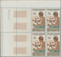 Französisch-Polynesien: 1958, Airmail Definitive 13fr. ‚Mother-of-pearl Engraver‘ In A Lot With 50 S - Nuevos
