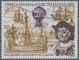 Französische Gebiete In Der Antarktis: 1992, 500 Years Of Discovery Of America 22fr. ‚Columbus And H - Brieven En Documenten