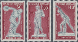 Gabun: 1972, Summer Olympics Munich Complete Set Of Three In A Lot With Approx. 240 Sets Many In Com - Gabón (1960-...)