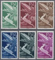 Ifni: 1953, Airmail Issue ‚Airplane Over Gazelle‘ Complete Set Of Six In A Lot With About 140 Sets M - Ifni