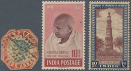 Indien: 1854-1970's Ca.: Part Collections Of Mint And Used Stamps On Old Album Leaves, Plus Several - 1854 Compagnia Inglese Delle Indie