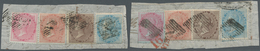 Indien: 1855-1864, Multi-colour Franking Fragments From A Correspondence From India To The United St - 1854 Britse Indische Compagnie