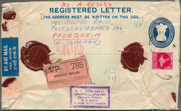 Indien - Ganzsachen: 1954/1961, Group Of Nine Uprated Registered Stationery Envelopes 6a. Blue (6), - Zonder Classificatie