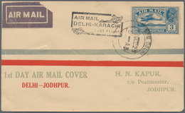 Indien - Flugpost: 1929-1947 Collection Of 50 Airmail Covers And Postcards Including A Lot Of Mail F - Airmail