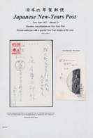 Japanische Post In Korea: New Year Cards, 1914/38, Stationery Used Or Franked Stamps On Ppc, Mounted - Military Service Stamps