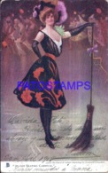 120357 ART ARTE AT THE SKATING CARNIVAL WOMAN WITH BROOM CIRCULATED TO ARGENTINA POSTAL POSTCARD - Non Classificati