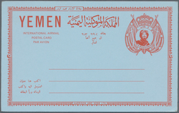 Jemen - Königreich: 1968, Stationery Card 5b. Red On Bluish (imprint "Harrison And Sons Ltd."), Inte - Yemen