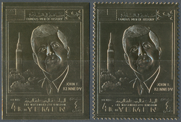 Jemen - Königreich: 1969, J. F. Kennedy, Perforated (more Than 500 Copies) And Imperf. Gold Foil Sta - Yémen