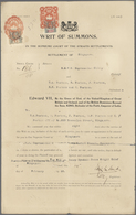 Malaiische Staaten - Straits Settlements: 1908-20 FISCAL Documents: Collection Of 22 Documents All F - Straits Settlements