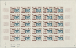 Marokko: 1949/1956, IMPERFORATE COLOUR PROOFS, MNH Assortment Of Seven Complete Sheets (=175 Proofs) - Covers & Documents