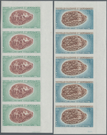 Neukaledonien: 1970, Sea Snails, Airmail 33fr. And 60fr., 25 Imperforate Stamps Within Multiples, Mi - Cartas & Documentos