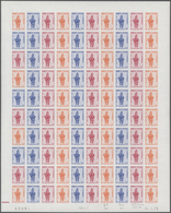 Neukaledonien: 1973. Lot Of 3 Color Proof Sheets Of 100 For The Definitive Issue "Tchamba Mask". Pri - Cartas & Documentos