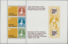 Neuseeland: 1980, 125 Years Stamps In New Zealand Large Lot With About 570 Miniature Sheets, Mint Ne - Brieven En Documenten