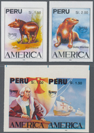 Peru: 1992/1993, Unusual Large Accumulation With Two Different IMPERFORATE Issues Incl. ‚500 Years D - Peru