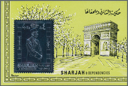 Schardscha / Sharjah: 1970, 4r. Charles De Gaulle Silver Souvenir Sheet, 188 Pieces MNH. This Issue - Sharjah