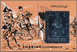 Schardscha / Sharjah: 1970, 4r. Napoleon Silver Souvenir Sheet, 287 Pieces MNH. This Issue Is Not Li - Sharjah