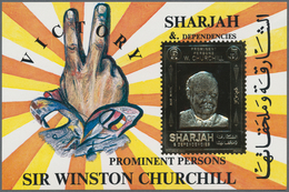 Schardscha / Sharjah: 1972, 6r. Churchill Gold Souvenir Sheet, Apprx. 2.700 Pieces MNH. This Issue I - Schardscha