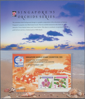 Singapur: 1995 'Orchids' Miniature Sheet $2+$2 With Background In Orange And Inscription In Gold Met - Singapur (...-1959)