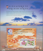 Singapur: 1995 'Orchids' Miniature Sheet $2+$2 With Background In Orange And Inscription In Gold Met - Singapore (...-1959)