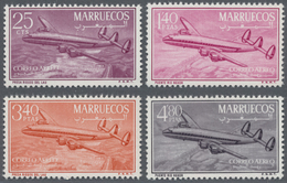 Spanisch-Marokko: NORTH ZONE: 1956, Airmail Issue ‚Lockheed Constellation‘ Complete Set Of Four In A - Marruecos Español