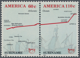 Surinam: 1991, 500 Years Of Discovery Of America Complete Set Of Two In Se-tenant Pairs In A Lot Wit - Suriname ... - 1975