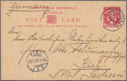Zanzibar: 1897/1949, Stationery Cards 1 A. Carmine (3) Resp. Red (2) Used To Berlin/Germany. Also 6 - Zanzibar (...-1963)