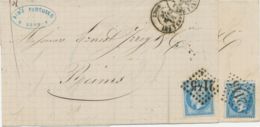 FRANKREICH "2145" Nummernstempel (grosse Ziffern) U. K2 "LYON / LES TEBREAUX" Bf - 1849-1876: Klassik