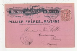 CARTE PUBLICITAIRE - MAYENNE - PELLIER FRERES - INGENIEURS FONDEURS - FONDERIES FORGES - 53 - Publicité