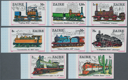 Thematik: Eisenbahn / Railway: 1980, ZAIRE: Locomotives Complete Set Of Eight IMPERFORATE Stamps In - Trenes