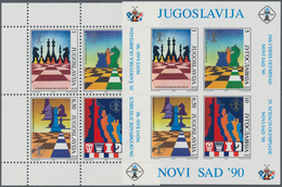 Thematik: Spiele-Schach / Games-chess: 1990, YUGOSLAVIA: Chess Olympiad In Novi Sad Perf. And Imperf - Echecs