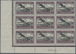 Albanien: 1927, Airmail Issue 1fr. Violet/black ‚Airplane And Eagle Over Tirane‘ With Diagonal Black - Albania