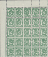 Belgien: 1949, Coat Of Arms Definitive 80c. Pale Green In A Lot With 100 Stamps In Four Blocks/25, M - Collezioni