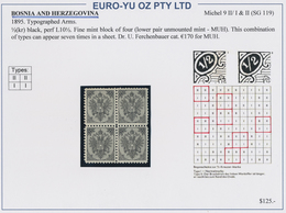 Bosnien Und Herzegowina: 1891/1900, Coat Of Arms, Specialised Assortment Of 74 Stamps Incl. Blocks O - Bosnia And Herzegovina
