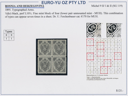 Bosnien Und Herzegowina: 1891/1900, Coat Of Arms, Specialised Assortment Of 74 Stamps Incl. Blocks O - Bosnien-Herzegowina