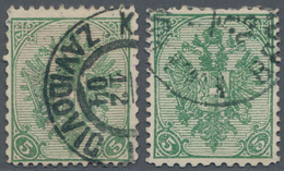 Bosnien Und Herzegowina: 1900, Definitives "Double Eagle", 5h. Green, Specialised Assortment Of 16 S - Bosnie-Herzegovine