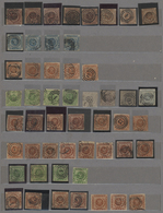 Dänemark: 1851-1920's Ca.: Collection Of About 180 Stamps From Early Issues, With 8 Singles Of 4 R.B - Lettres & Documents