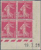 Frankreich: 1926/1941, COINS DATES, Collection Of 67 MNH Corner Blocks Of Four (mainly Different Pie - Collezioni