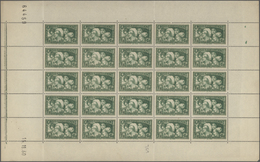 Frankreich: 1931, National Debt Fund, 1.50fr. Deep Yellow-green, Complete Sheet Of 25 Stamps (folded - Collezioni