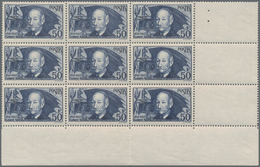 Frankreich: 1938, 50fr. Clement Ader, Lot Of 15 Stamps Mint Never Hinged (block Of Four, Pair And Ma - Collections