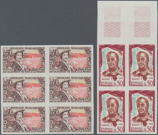 Frankreich: 1960/1976, Accumulation With 180 IMPERFORATE Stamps Mostly In Larger Blocks With Some Be - Collections