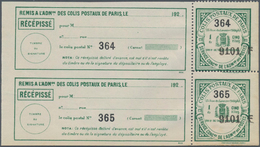 Frankreich - Postpaketmarken: PARCEL POST PARIS: 1924, Two-part Coupon 'COLIS POSTAUX DE PARIS' (arm - Otros & Sin Clasificación
