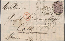 Großbritannien: 1863/1880, Lot Of 22 Lettersheets To Spain Resp. Italy At Rates 2½d., 4d., 6d. (main - Otros & Sin Clasificación