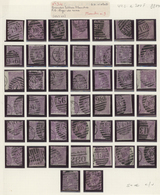 Großbritannien: 1870, 6d. Mauve Wm Spray, Plate 9, Assortment Of 44 Used Stamps. SG 109 (44), £3960. - Sonstige & Ohne Zuordnung