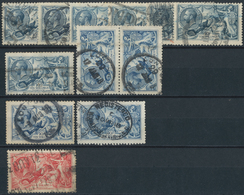 Großbritannien: 1913/1940 (ca.) SEAHORSES, Used Accumulation Of Apprx. 1.400 Stamps, Comprising 2s.6 - Sonstige & Ohne Zuordnung