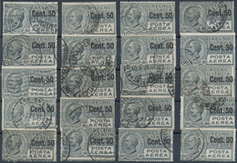 Italien: 1926, Air Mail 50 Cent On 60 C. Slate, 51 Stamps Used, Sassone Catalogue Value 6.630,- - Colecciones