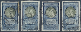 Italien: 1932, Dante Air Mail 100 Lire 4 Used Stamps, One Faults. Sassone Catalogue Value 5.600,- - Colecciones