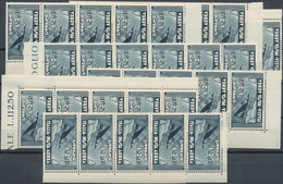 Italien: 1933, Air Mail Issue 2,25 Lire Slate, 600 Stamps In Mint Never Hinged Large Blocks And Stri - Colecciones