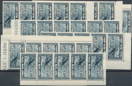 Italien: 1933, Air Mail Issue 2,25 Lire Slate, 600 Stamps In Mint Never Hinged Large Blocks And Stri - Verzamelingen